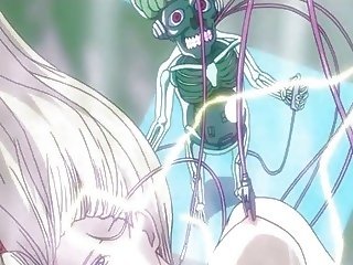 Busty hentai gets electric shocks and dildo robotic fucked