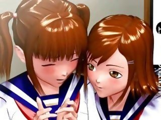 Two 3D hentai schoolgirls gets nailed