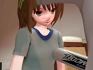 Animado hentai estudiante follada con un béisbol murciélago