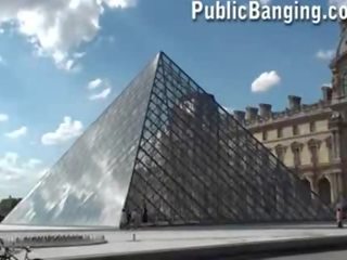 Louvre museum in Paris public group x rated clip street threesome of French kings Tuilerie Gardens AWESOME