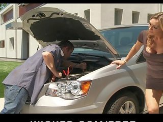 Stunning blonde British MILF Tanya Tate fucks her car mechanic