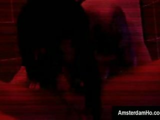 Sedusive dark-haired Dutch slattern sucks a tourist in Amsterdam